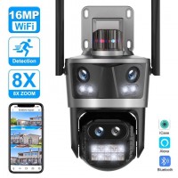 16MP IP Camera X8 ZOOM WiFi Icsee P16-SP8 UNV 4in1 mic, LED, 