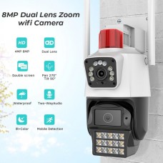 6MP IP Camera WiFi Dual camera mic, LED, dinamic, sirena, alb