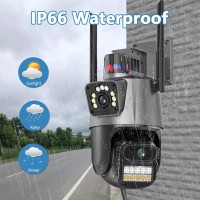6MP IP Camera WiFi Dual camera mic, LED, dinamic, sirena, alb