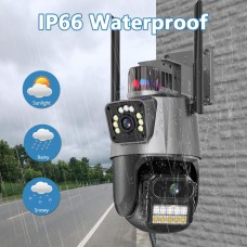 6MP IP Camera WiFi Dual camera mic, LED, dinamic, sirena, alb