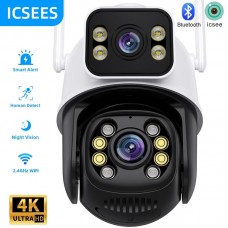 6MP IP Camera WiFi Dual camera mic, LED, dinamic, sirena, alb