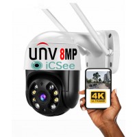 8MP WiFi IP Camera UNV 4K UHD Robot mic, LED, dinamic, sirena, alb