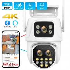 9MP IP Camera P9-QQ9 x8 Zoom WiFi 3in1 mic, LED, dinamic, sirena, alb 9MP IP Camera P9-QQ9 x8 Zoom WiFi 3in1 mic, LED, dinamic, sirena, alb